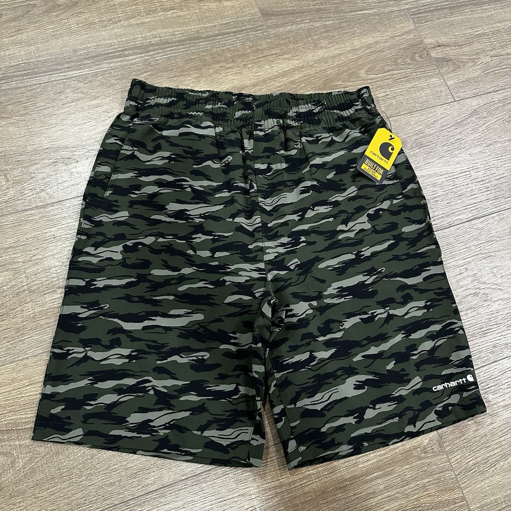 Carhartt Boys Size XL 18/20 Rugged Flex Ripstop Work‎ Short Dark Green Camo NWT